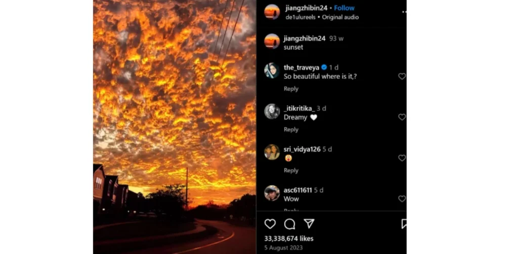 Most Liked Instagram Posts - @jiangzhibin24 — AI-Generated Sunset Reel
