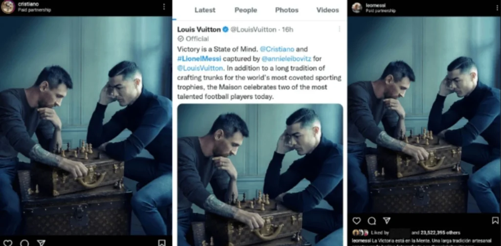 Most Liked Instagram Posts - Cristiano Ronaldo — Messi vs Ronaldo Chess (Louis Vuitton)