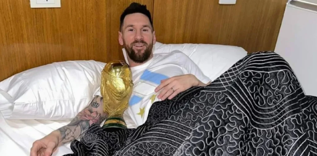 Most Liked Instagram Posts - Lionel Messi — Sleeping With the World Cup Trophy