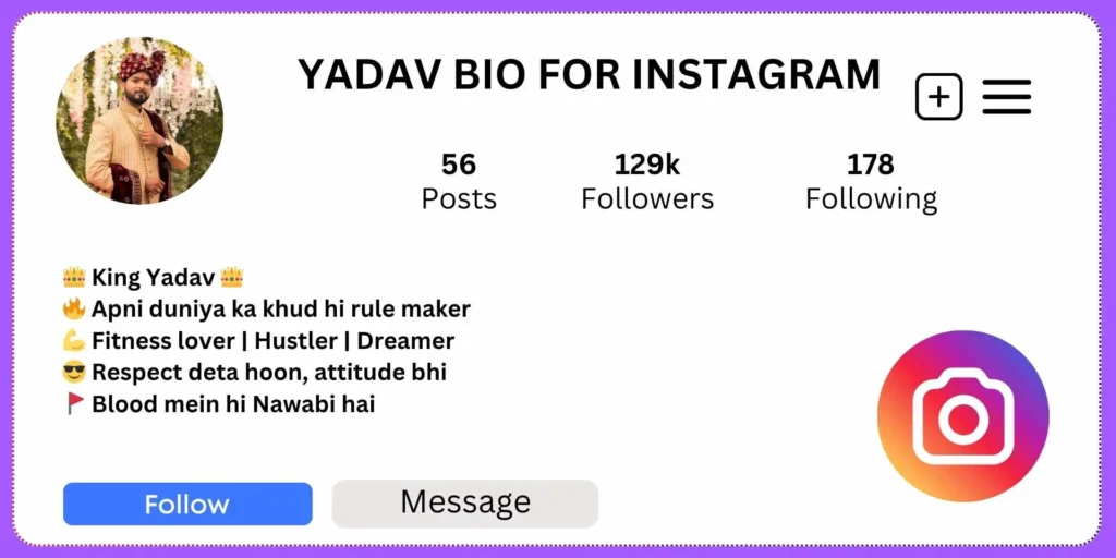 Yadav Bio for Instagram