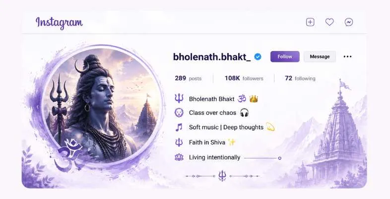 Shiv Bhakt Bio for Instagram - Aesthetic & Stylish