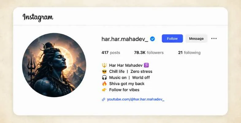 Shiv Bhakt Bio for Instagram - Har Har Mahadev