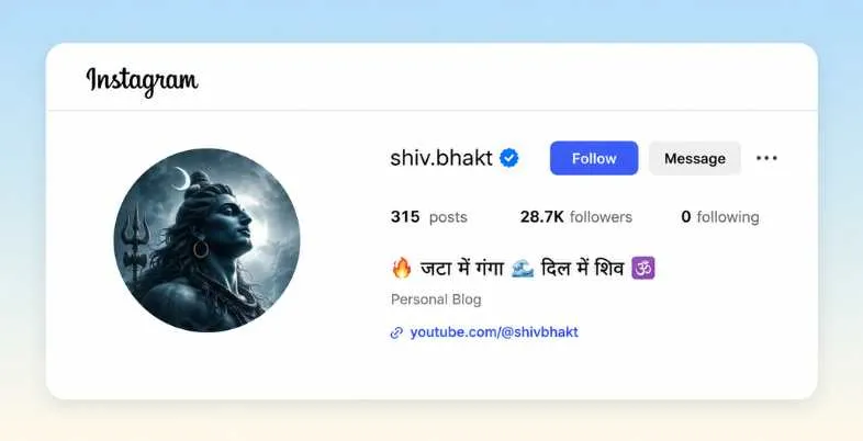 Shiv Bhakt Bio for Instagram